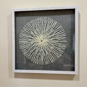 NEW Modern Shadow Box Wall Art Decor - White String Art in Gray Frame